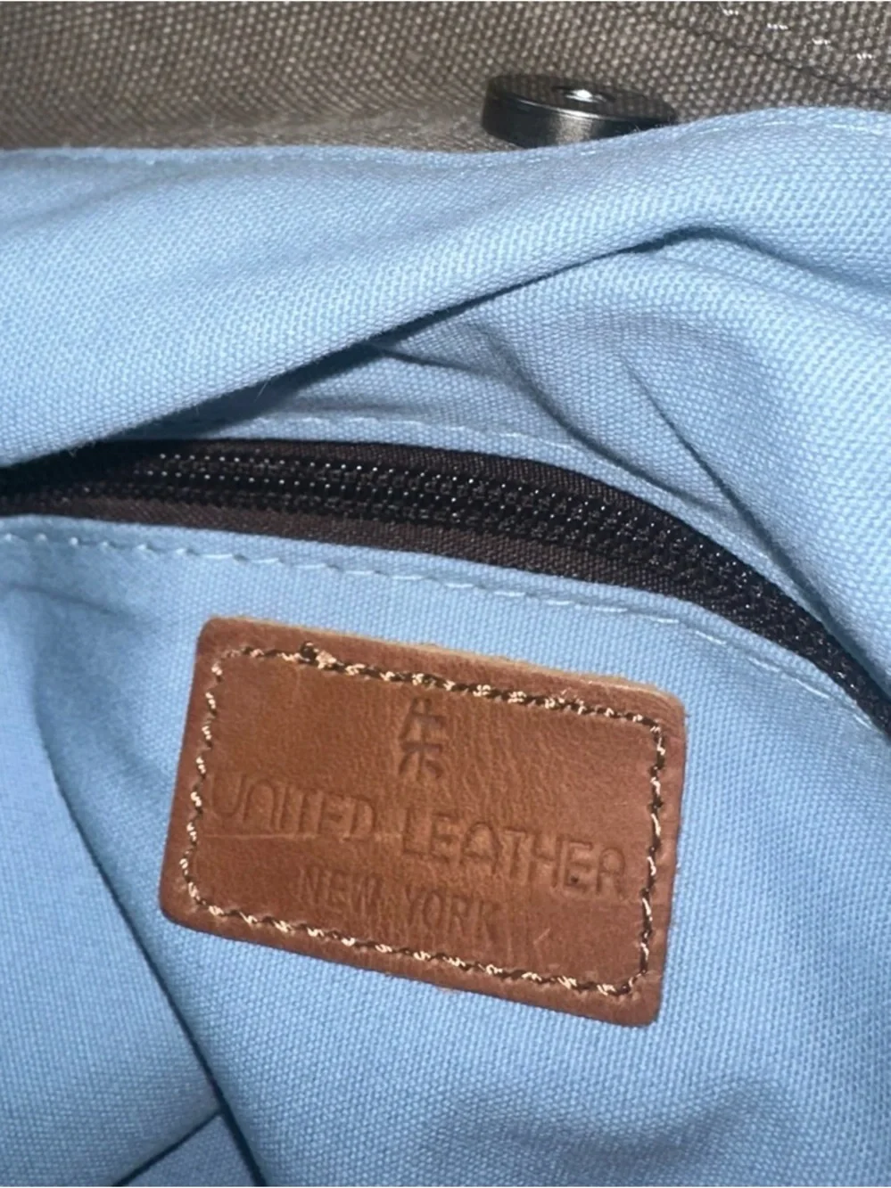 United Leather New York Cotton Canvas CowhideLeather UNISEX Backpack Taupe NWOT